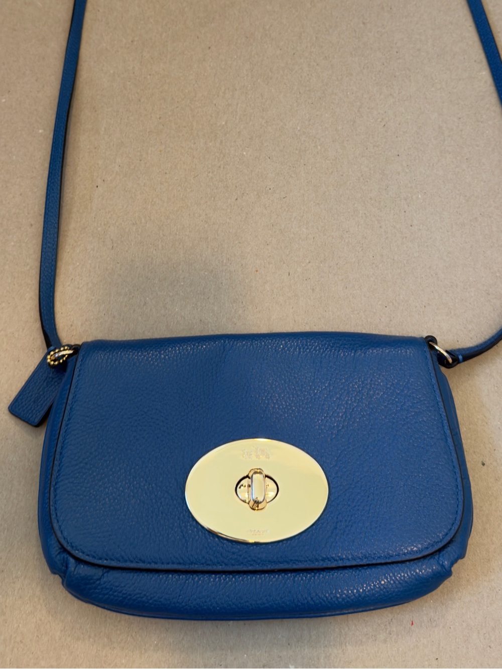 Coach Linden Blue Pebbled Leather Crossbody Pouch